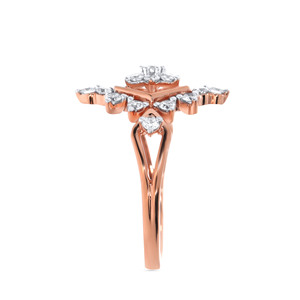 Anillo de Compromiso de Lujo en Oro Rosa de 18K con Diseño Floral Hexagonal y Diamantes Agrupados para Mujer, Joyería Fina Nupcial con Halo Geométrico, Venta al Por Mayor - Product Image 5