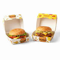 Scatola per hamburger a conchiglia in cartone nero antigrasso, personalizzabile con logo, per combo da asporto, ideale per pranzo, in offerta speciale