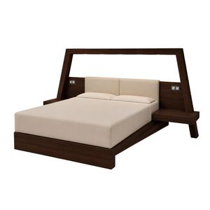 Modern Luxury Hotel <b>Bed</b> <b>Frame</b> with Integrated Nightstands Solid Wood <b>Platform</b> <b>Bed</b> for Resort Villa Bedroom Furniture - Product Image 1