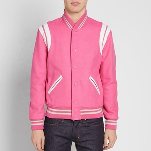 Blouson Bomber Rose Personnalisé pour Homme, 100% Polyester, Col Montant, Logo Brodé Personnalisé, Coupe-Vent, Idéal Hiver - Product Image 3