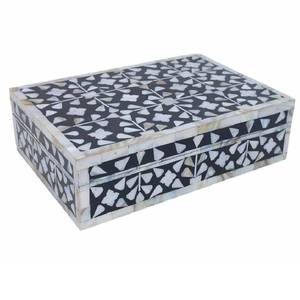 Nueva llegada: Caja de joyería geométrica hecha a mano con incrustaciones de nácar, caja decorativa para guardar joyas. - Product Image 1