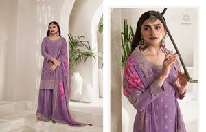 Traje Gharara de seda pesada festiva elegante para adultos con impresionante trabajo de secuencia Jari de bordado de varios hilos para fiestas - Product Image 3