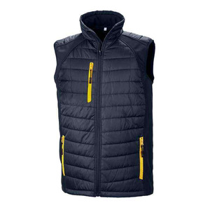 Chaleco Acolchado Impermeable para Hombre DAIZEN STAR INTERNATIONAL, Color Negro Sólido, Cuello Alto, Cierre de Cremallera Roja, Bordado - Product Image 6