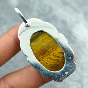 Colgante hecho a mano de Plata de Ley 925 sólida, colgante único hecho a mano, Ojo de Tigre, joyería de plata, regalos para esposa - Product Image 5