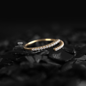 14K Gold Pave Round Lab Created Diamond Spiral <b>Open</b> Wrap <b>Ring</b> Bridal Stackable Matching Wedding Band Manufacturer Supplier - Product Image 4