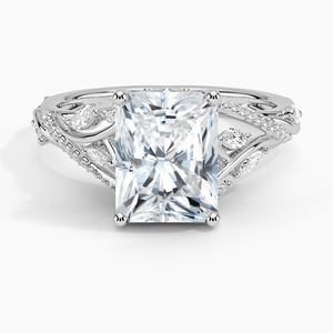 Bague BOJ 022 en argent 925 avec moissanite taille radiant motif vigne de bégonia, certifiée GRA 2 carats D, pour mariage et anniversaire, prix bas - Product Image 1
