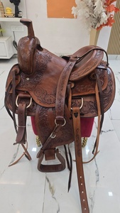 อานม้าหนังแท้สไตล์ตะวันตก ตกแต่งด้วยลายดอกไม้ งานแฮนด์เมด เป็นมิตรกับสิ่งแวดล้อม พร้อมอุปกรณ์ทองเหลืองและทองแดง  นั่งสบายสำหรับผู้ขี่และม้า - Product Image 4