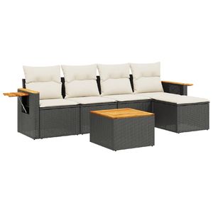 Ensemble de canapés de jardin modulaires moyens en rotin PE noir, meubles d'extérieur élégants et durables - Product Image 2