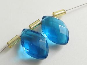 Tanzanite bleu Quartz perle à facettes Marquise 12X8MM larme bijoux faits à la main boucle d'oreille paire lâche verre cristal perle - Product Image 3