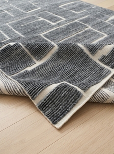 Factory Direct Hand Knotted Charcoal Wool Rug | Luxury Geometric Designer <b>Carpet</b> for Modern Living Interiors - Product Image 3
