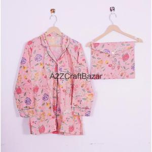 Conjunto de Pijama de Algodón 100% para Mujer, Cuello en V, Manga Larga, Estampado Floral, Ropa de Dormir Cómoda para Toda Temporada, Traje Perfecto para Fiestas - Product Image 2