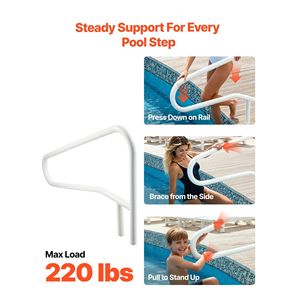 Corrimano per Piscina in Acciaio Inossidabile Resistente 54 x 32 Pollici, Capacità di Carico 220 Libbre, Saldatura Senza Giunture, per Parchi Acquatici - Product Image 2