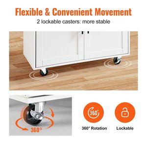 Carretto bianco da 35.4 pollici a isola da cucina in legno massello armadietti di stoccaggio mobili da tavolo portasciugamani per spezie - Product Image 3