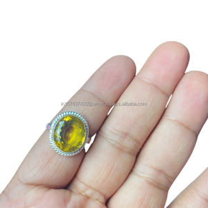 Bague classique en citrine naturelle de taille ovale en argent sterling 925 faite à la main belle déclaration de créateur bijoux pour mariages et fêtes - Product Image 2