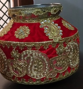 Adorno de Espejo con Cuentas de Terciopelo, Diseño Personalizado, Tamaño Personalizado, Decoración Punjabi Jago para Boda en Color Marrón Dorado, Nueva Llegada - Product Image 2