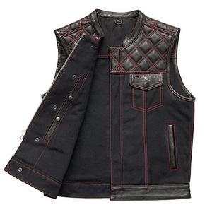 Men's Vintage <b>Leather</b> <b>Vest</b> Adults Wholesale OEM ODM Custom Sleeveless Motorcycle <b>Biker</b> Jacket Casual Outerwear - Product Image 3