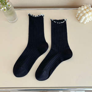 Cute Ruffle <b>Socks</b> Frilly Elegant Style <b>Socks</b> Ladies Soft Ribbed For Sweet Girls Crew Lace Edge <b>Socks</b> Custom Logo <b>Women</b> - Product Image 5