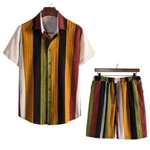 ชุดเซ็ตเสื้อเชิ้ตแขนสั้นลายดอกไม้และกางเกงขาสั้นลำลองสำหรับผู้ชาย สไตล์ชายหาดฮาวาย - Product Image 1