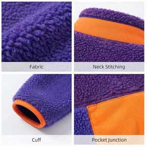 Nouveautés : Veste polaire color block à col montant et fermeture éclair, violet et orange, pour l'hiver, style décontracté - Product Image 6