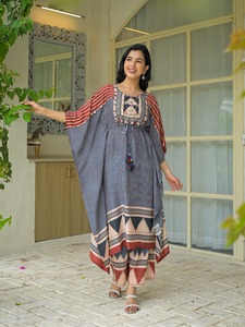 ชุด kurti & Palazzo ผู้หญิงบริสุทธิ์สองฟุตสไตล์ผ้ามัสลิน - Product Image 5