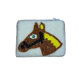 Gold Carabiner Beaded Horseshoe Coin Purse Western Nashville Bachelorette Pouch Bag Charm Seed <b>Bead</b> Embroidery Handmade Artistry - Product Image 3