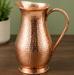 Carafe à boisson isolée en cuivre martelé artisanal avec poignée, style vintage, grande capacité, qualité supérieure - Product Image 2