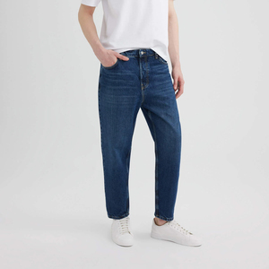 Pantalon en jean brodé taille mi-haute pour homme, grande taille, extensible, coupe droite, respirant, délavé, style urbain - Product Image 3