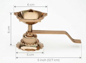 Diya de Latón Kapoor para Puja, Diya Tradicional Kapur Aarti, Diya de Latón Kapoor Dani para el Hogar, Templo, Festividades - Product Image 2