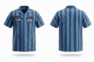 Fabricante de Ropa Personalizada, Camisa de Vestir con Diseño a Rayas Personalizado, Camisa de Moda Casual de Manga Corta con Estampado de Ojos, para Hombre - Product Image 2