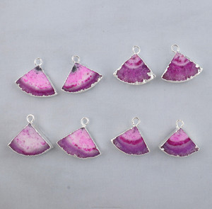 Bán buôn tím năng lượng mặt trời Thạch Anh Kết nối Bạc mạ điện Slice nối vòng lặp đơn handmade tự làm đồ trang sức làm kết nối - Product Image 2