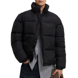 Custom Made Coated <b>Canvas</b> Slim Fit Breathable Stand Collar Winter Puffer <b>Jacket</b> for <b>Men</b> - Product Image 1