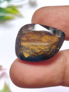 Turmalina gris oscuro facetada natural, piedra suelta para joyería premium, corte elegante, certificada por terceros - Product Image 4
