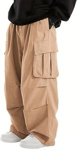 Pantalon cargo pour homme à taille élastique, coupe ample, plusieurs poches, style streetwear en toile, respirant, pantalon harem, pour le printemps - Product Image 6