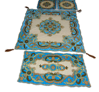 Draps de lit et chemins de table carrés en organza brodés à la main, personnalisables, artisanat indien haut de gamme, motifs floraux complexes