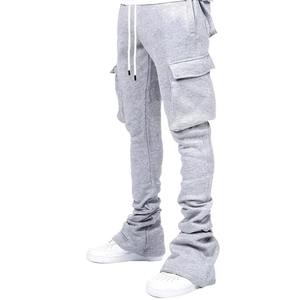 Joggers empilés personnalisés en coton épais 100 % délavé à l'acide, écologiques, pour hommes, style Hip Hop Streetwear, pantalons de survêtement évasés, fabricant OEM - Product Image 1