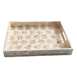 Plateau de service en nacre polie, idéal pour les hôtels et la décoration intérieure, plateau de service en nacre et bois MDF d'Inde - Product Image 3