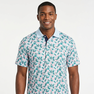 Polo à manches courtes pour homme avec imprimé, design décontracté en polyester respirant tricoté - Product Image 6