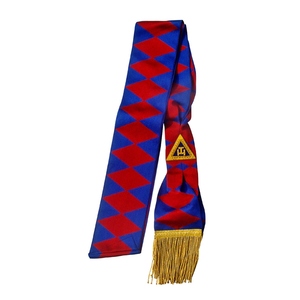 Royal Arch Provincial sash premium ceremonial sash red moiré ribbon sash gold embroidered <b>trim</b> sash freemason style regalia - Product Image 5