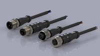 Connecteur M12 blindé à 4 broches, code A, mâle droit, à bornes à vis, câblable sur site, indice IP68, 4A 250V, en alliage de cuivre, Inde
