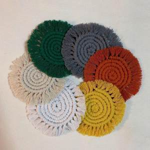 Sous-verres en macramé les plus vendus, sous-verres tissés à la main avec des bords à franges, pour le café, la maison, la cuisine, le bureau, la décoration de table - Product Image 1