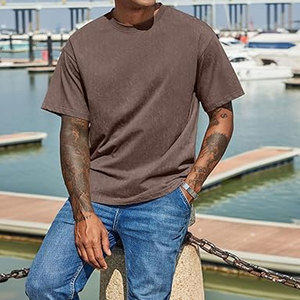 T-shirts en coton pour hommes, coupe ample, manches courtes, décontractés, style streetwear, délavés, basiques, confortables, unisexes - Product Image 5