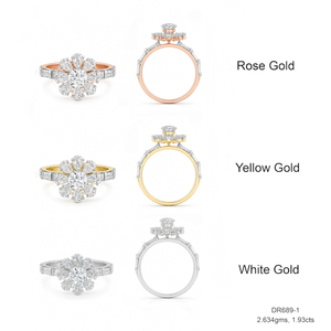 Bague de fiançailles, de mariage et d'anniversaire personnalisée avec diamant de laboratoire certifié IGI, monture en pétales de fleurs, plaqué or, tendance - Product Image 1