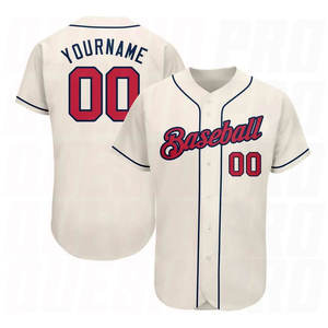 Maillot de baseball personnalisé blanc, rouge, bleu, avec numéro et nom, unisexe, à manches courtes, respirant, en polyester, uniforme pour adulte - Product Image 1