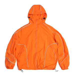 Custom Logo <b>Black</b> Hooded <b>Windbreaker</b> Jacket Men Sporty Zip Up Reflective Piping Lightweight Outdoor <b>Windbreaker</b> Jacket - Product Image 2