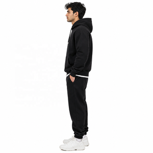 Ensemble de survêtement oversize en polaire épais pour hommes et femmes, style streetwear, avec sweats à capuche demi-zippés et sweat-shirts à revers, tenue chaude d'hiver, fournisseur OEM - Product Image 3