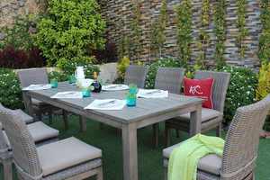 Juego de Muebles de Comedor de Plástico HALAT, Cómodos, Estilo Rústico, para Patio, Terraza, Jardín, Uso en Exteriores - Product Image 4