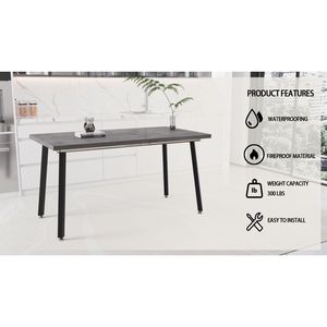 โต๊ะอาหารทรงสี่เหลี่ยมผืนผ้าแบบขยายได้ ขนาด 55.12 นิ้ว x 70.87 นิ้ว ทำจาก MDF สไตล์โมเดิร์นอุตสาหกรรม สำหรับ 4-6 คน โต๊ะอาหารสไตล์ยุคกลางสำหรับห้องครัว - Product Image 6