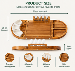 Ensemble de planches à charcuterie modernes en bois d'acacia de qualité supérieure, plateau de service pour fromages et apéritifs, bols en céramique, ensemble de couteaux, vente en gros OEM - Product Image 2