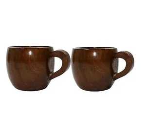 Ensemble tasse et soucoupe à café en bois foncé artisanal, style rustique, en bois massif, vaisselle écologique - Product Image 6