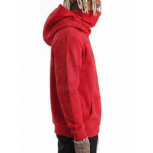 Premium Quality Soft Fleece <b>Red</b> Color <b>Men</b> <b>Hoodie</b> Custom Logo Printed Balaclava Mask <b>Hoodie</b> 100% Cotton Eco-Friendly Winter Wear - Product Image 5